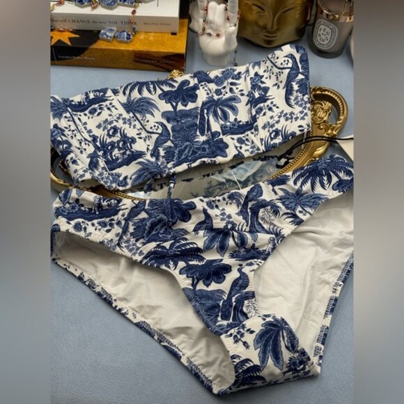 🆕 STAUD 🧿 NWT Blue Toile Bikini Set, Mala Top & Corsage Bottom - Sz L - Blue - Picture 12 of 16